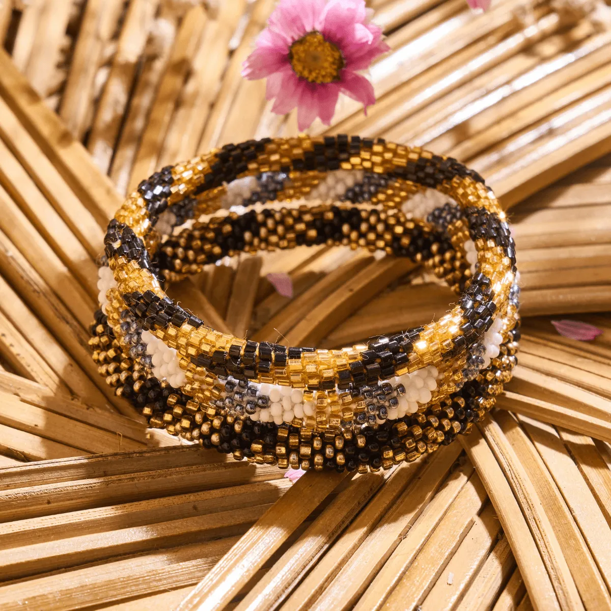 Golden Dawn | Himalayan Glass Bead Bracelet