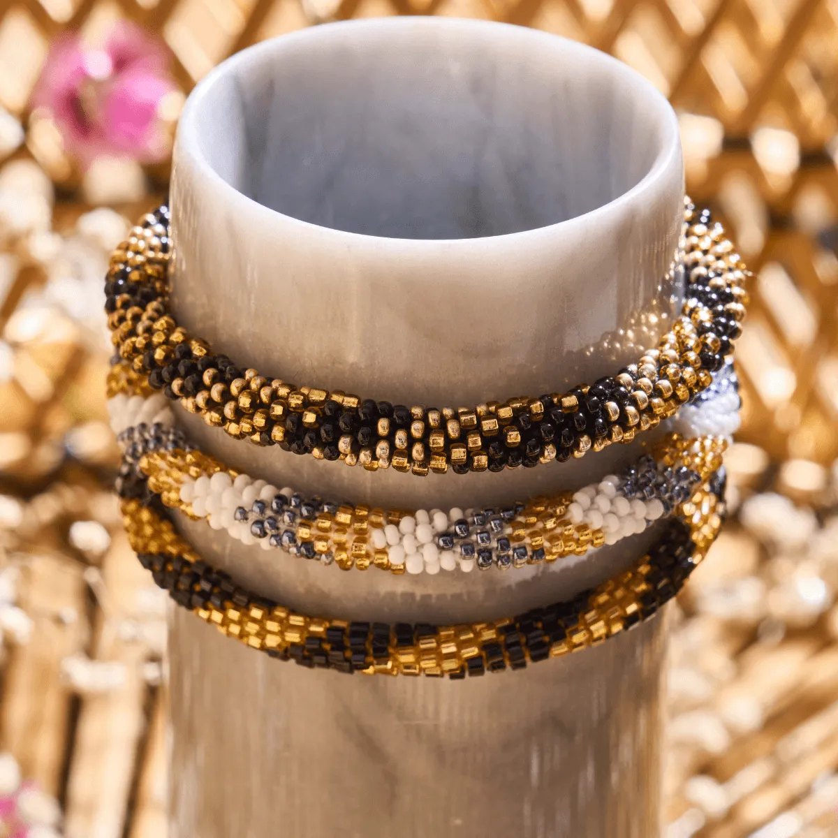 Golden Dawn | Himalayan Glass Bead Bracelet