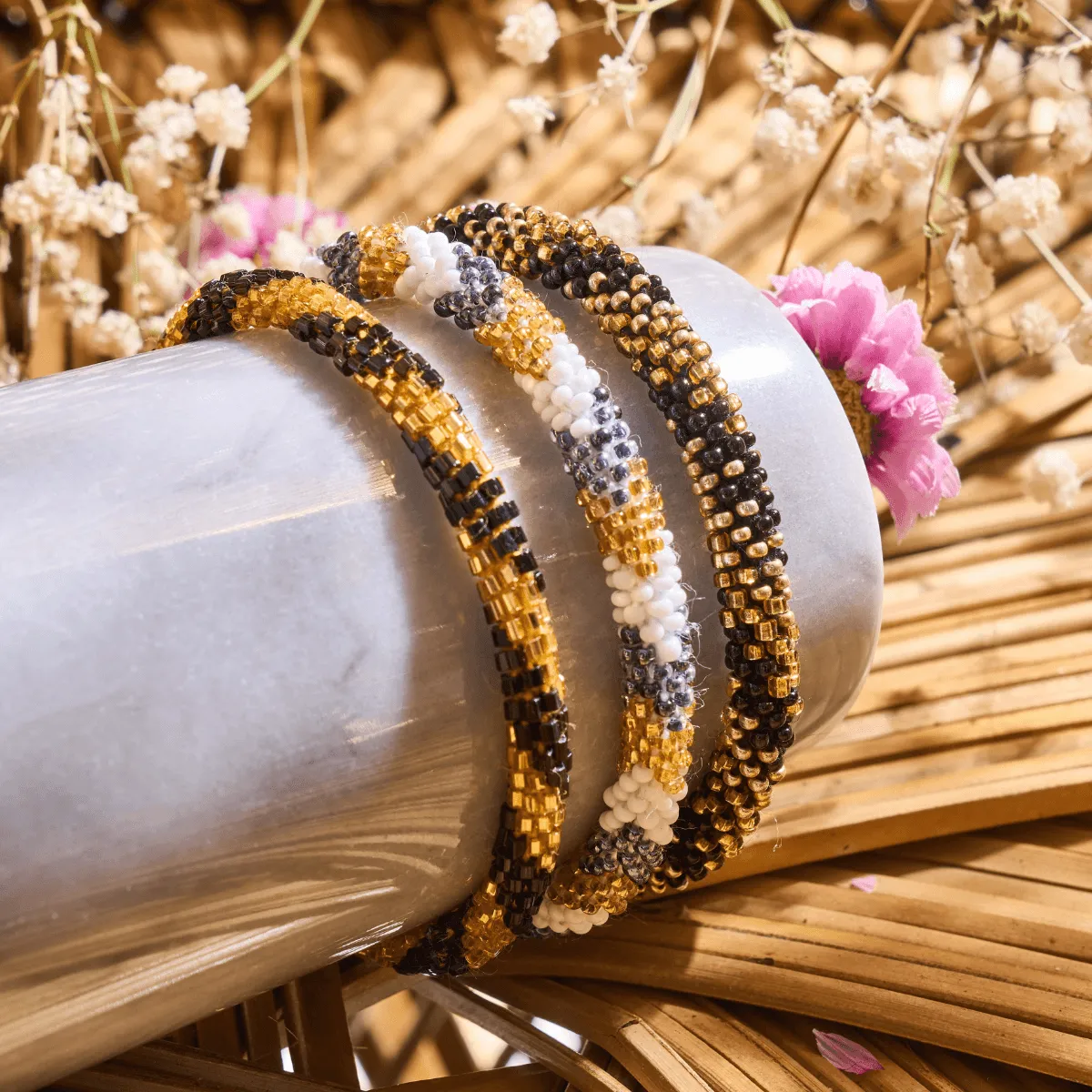 Golden Dawn | Himalayan Glass Bead Bracelet