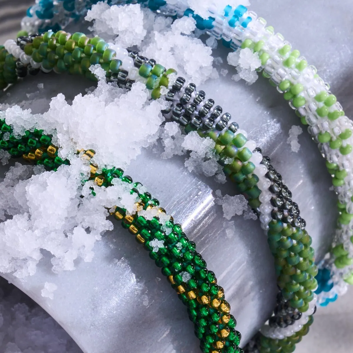 Golden Pines | Himalayan Glass Bead Bracelet