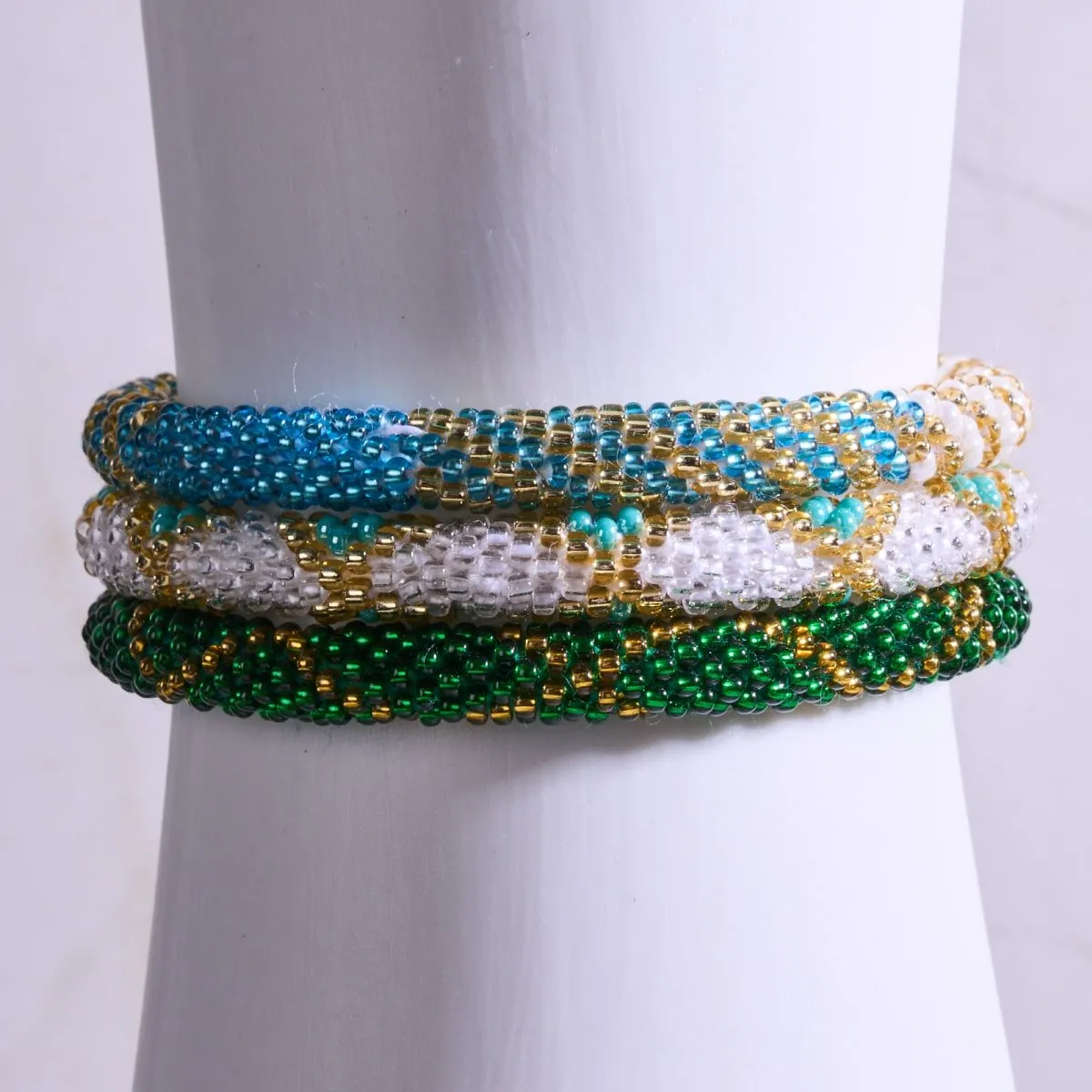 Golden Pines | Himalayan Glass Bead Bracelet