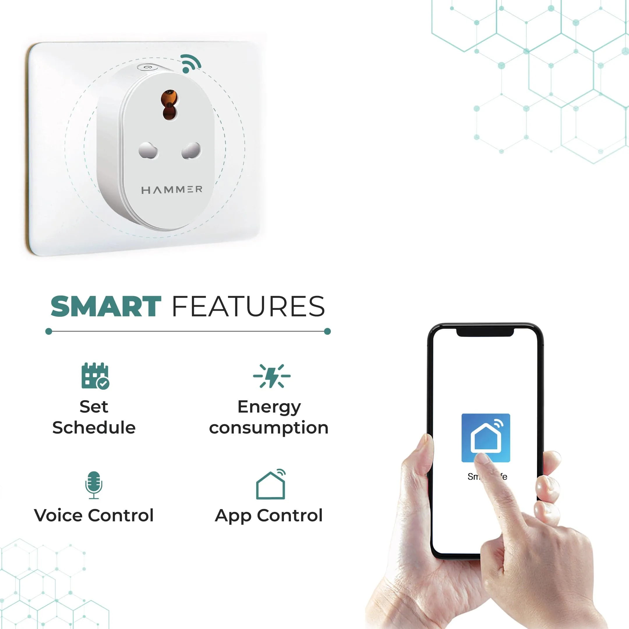 Hammer Smart Plug with Wifi and Voice Control System