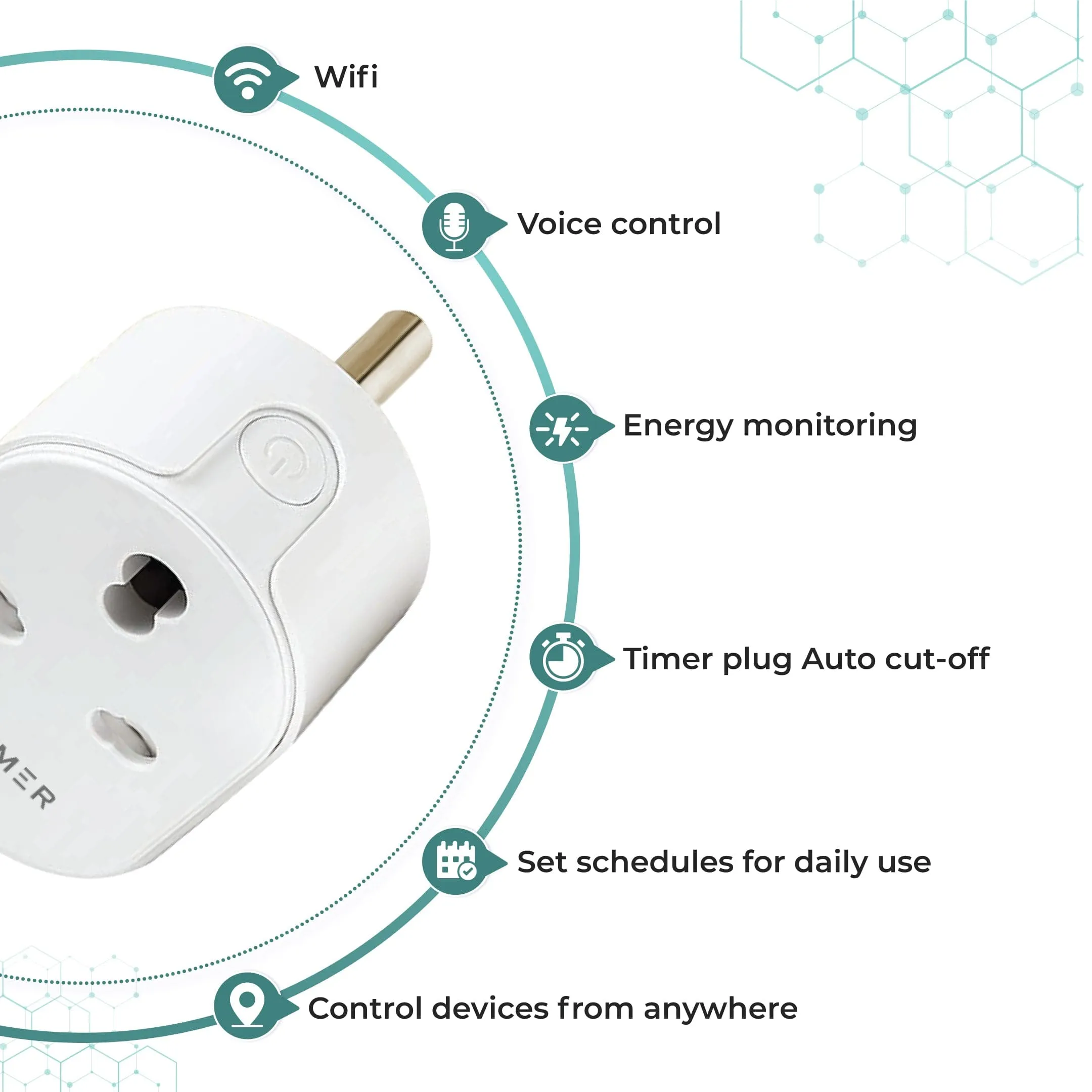 Hammer Smart Plug with Wifi and Voice Control System