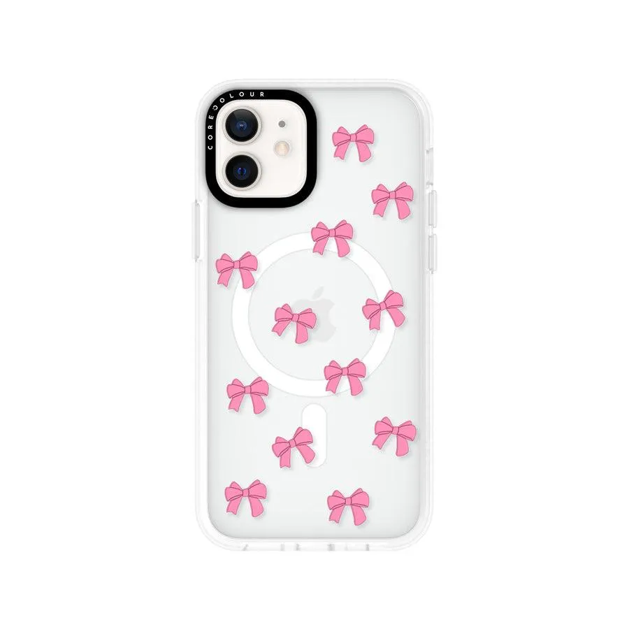 iPhone 12 Pink Ribbon Bow Mini Phone Case MagSafe Compatible