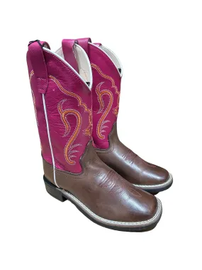 Jama Old West Children's & Youth Roper Boots Brown & Pink BSC1851