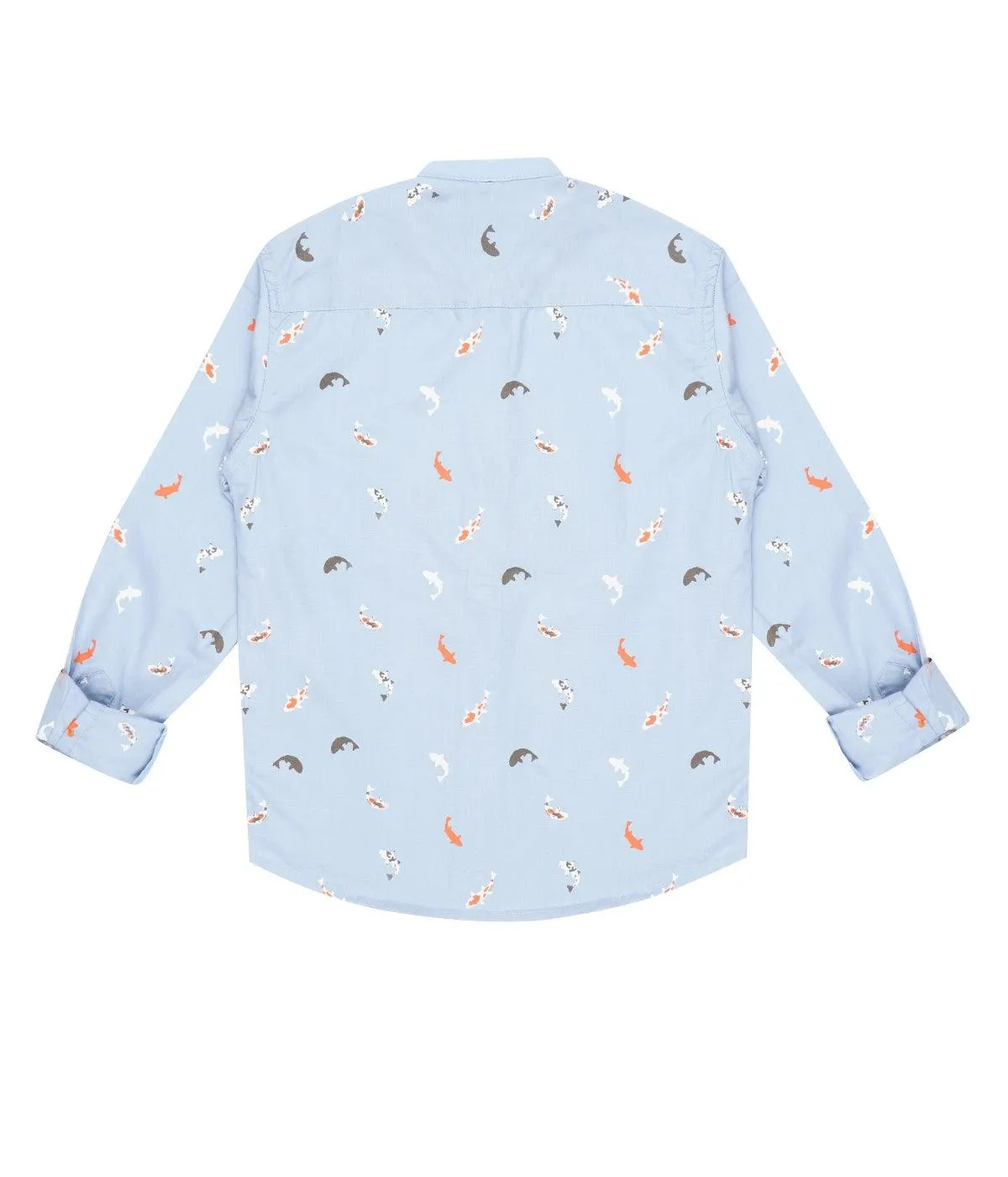 JDC Boy's Blue Printed Shirt