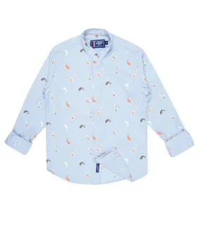 JDC Boy's Blue Printed Shirt