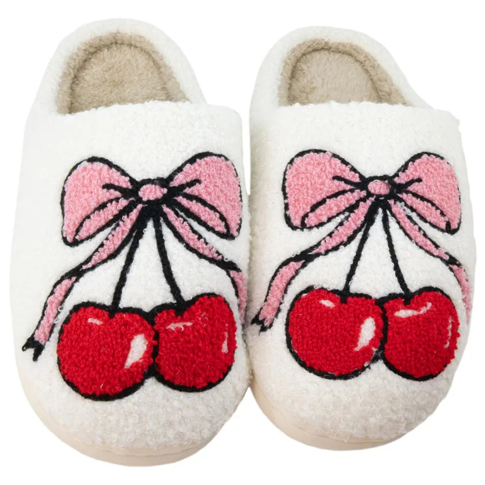 Katydid Pink Cherry Bow Slippers Shoes