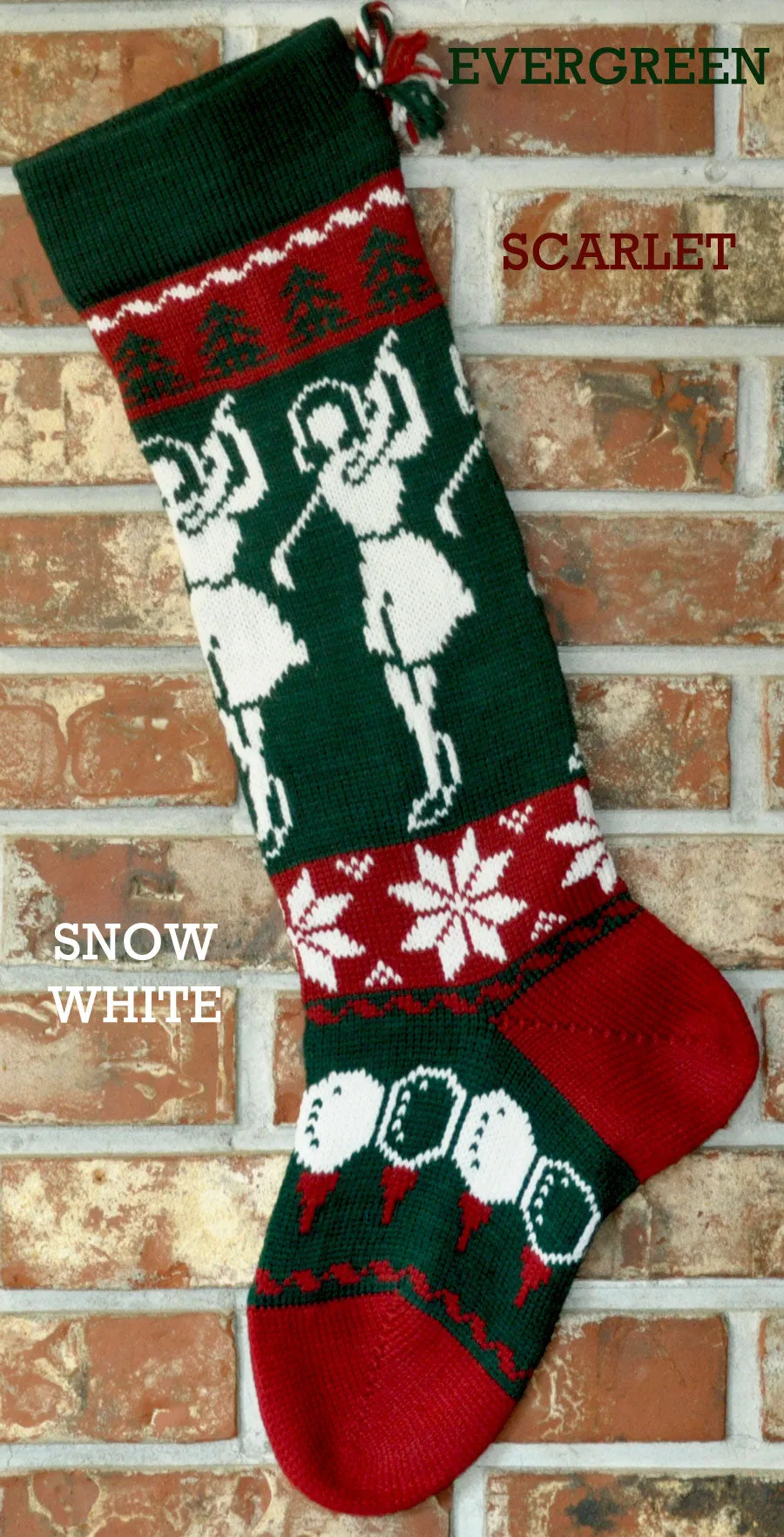 Large Personalizable Knit Wool Christmas Stocking - Female Golfer