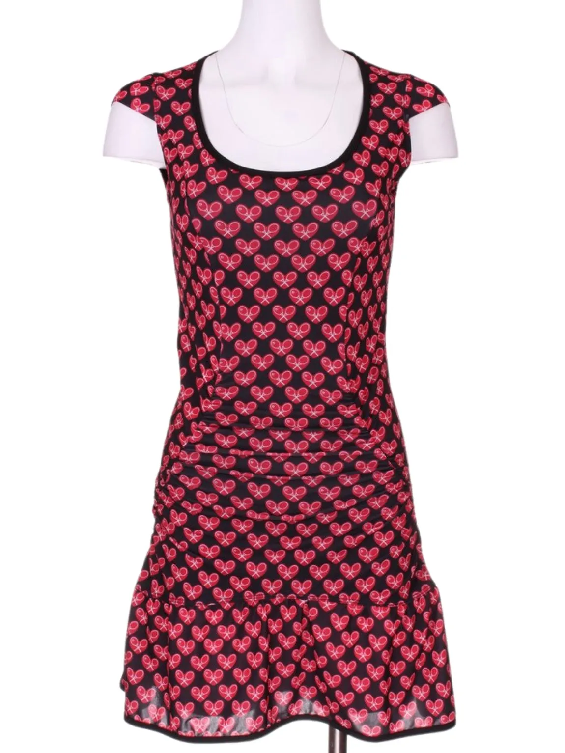 Limited Mini Red Heart on Black Monroe Tennis Dress