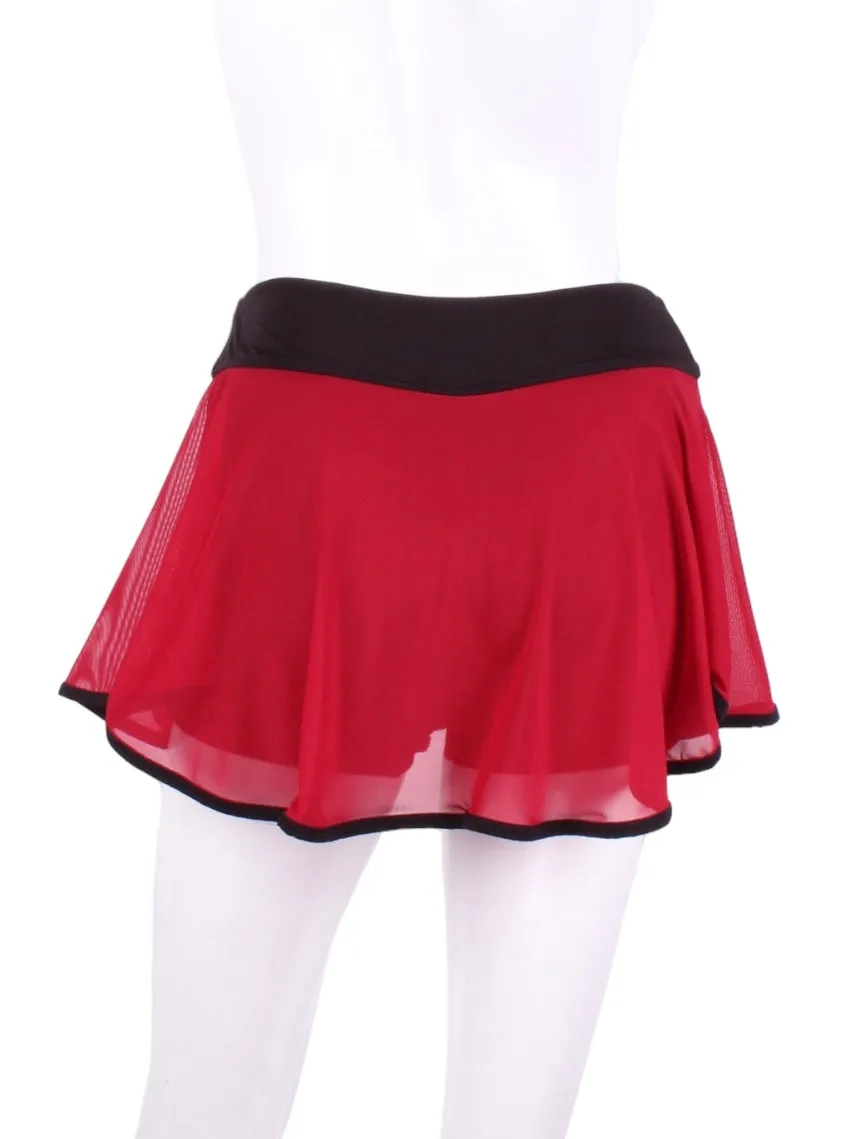 Limited Red Mesh Black Shorties Love O Skirt