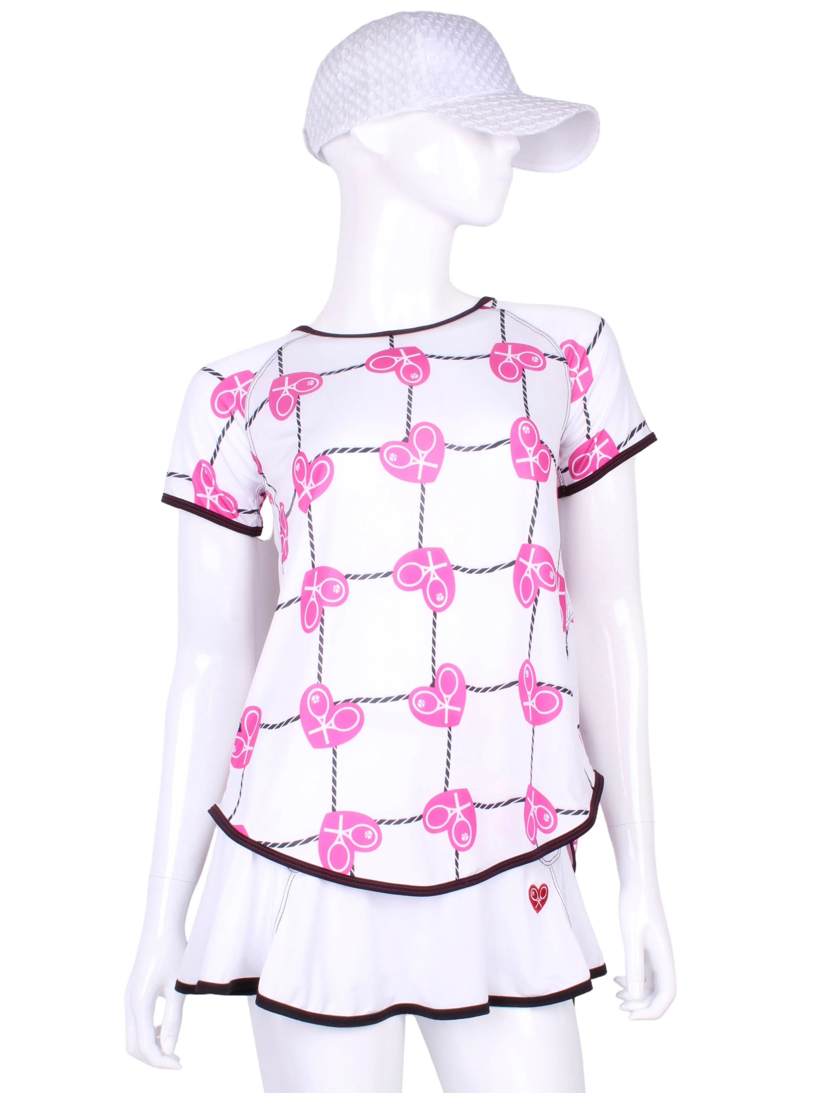 Limited Tie Back Tee Short Sleeve Pink Hearts & Net