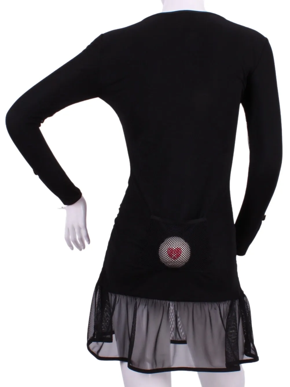 Long Sleeve Monroe Black Mesh Tennis Dress