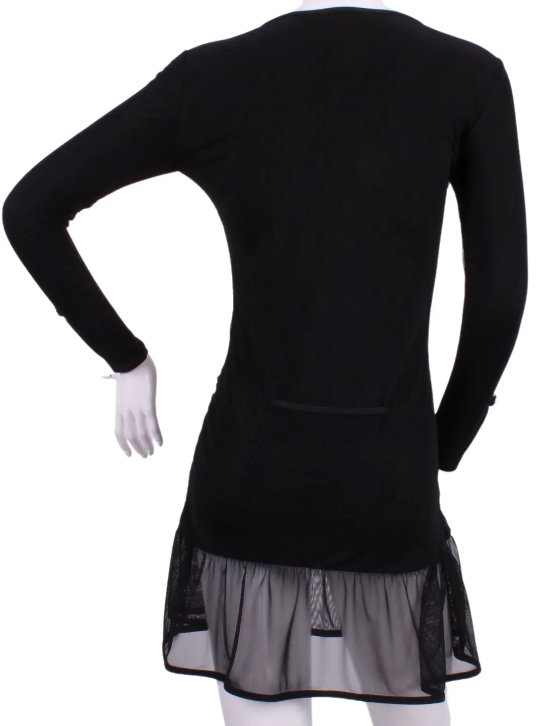 Long Sleeve Monroe Black Mesh Tennis Dress