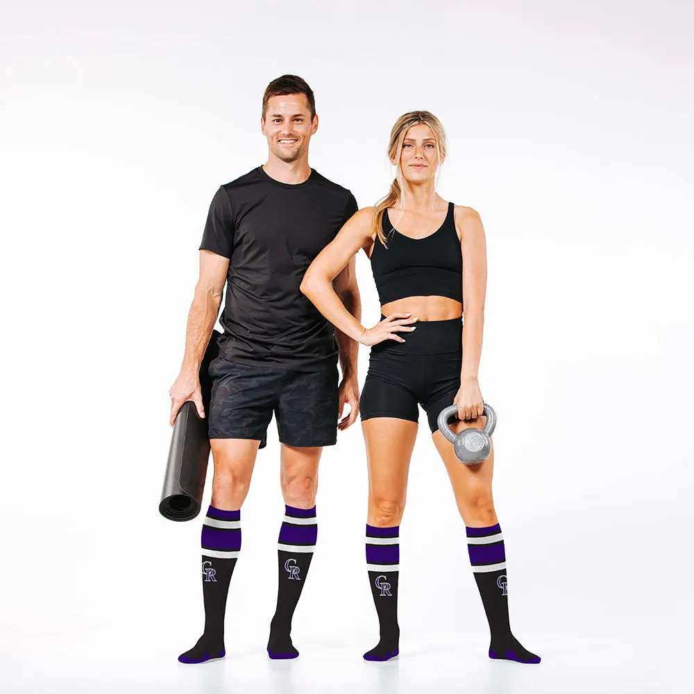 MLB Compression Socks, Colorado Rockies - Classic Stripe