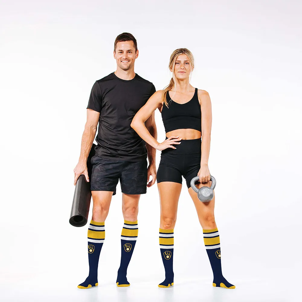 MLB Compression Socks, Milwaukee Brewers - Classic Stripe