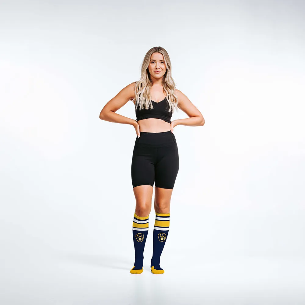 MLB Compression Socks, Milwaukee Brewers - Classic Stripe