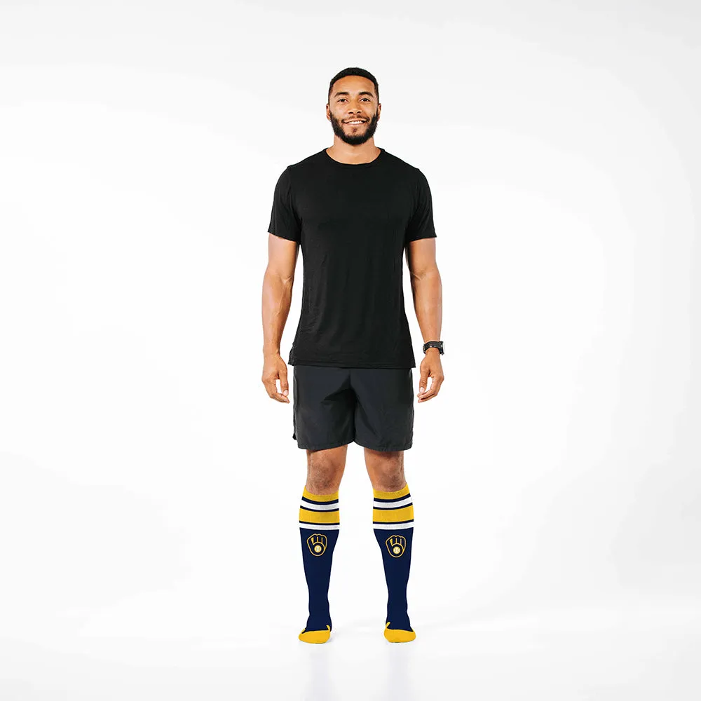 MLB Compression Socks, Milwaukee Brewers - Classic Stripe