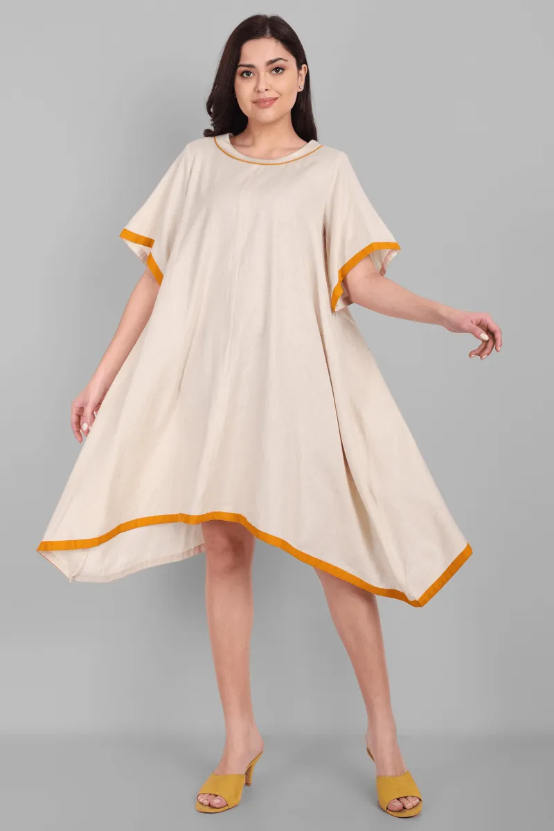 Off White Cotton Kaftan Dress