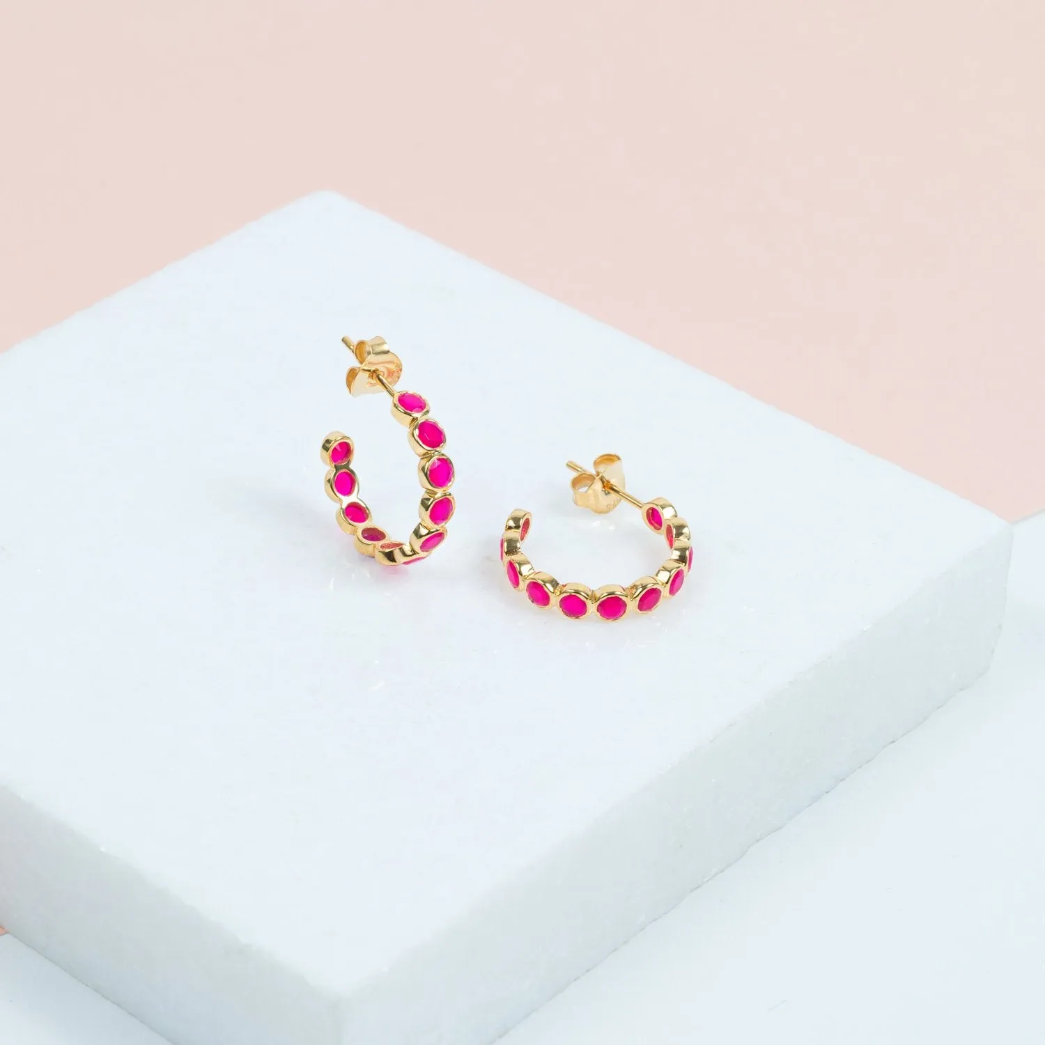 Ortigia Fuchsia Chalcedony Hoop Earrings