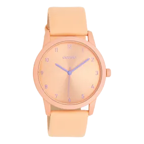 Peach pink OOZOO watch with peach pink leather strap – C11075