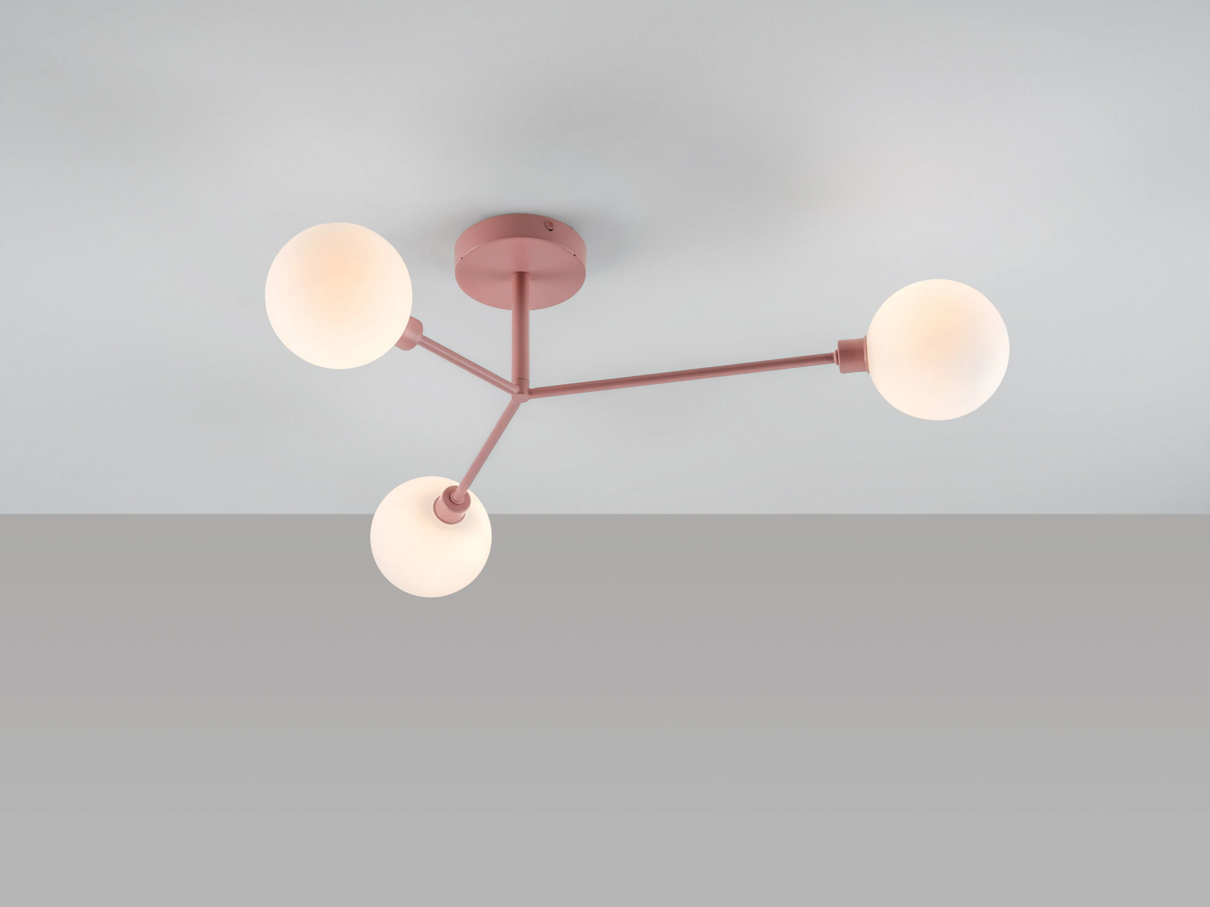 Pink 3 light flush ceiling light