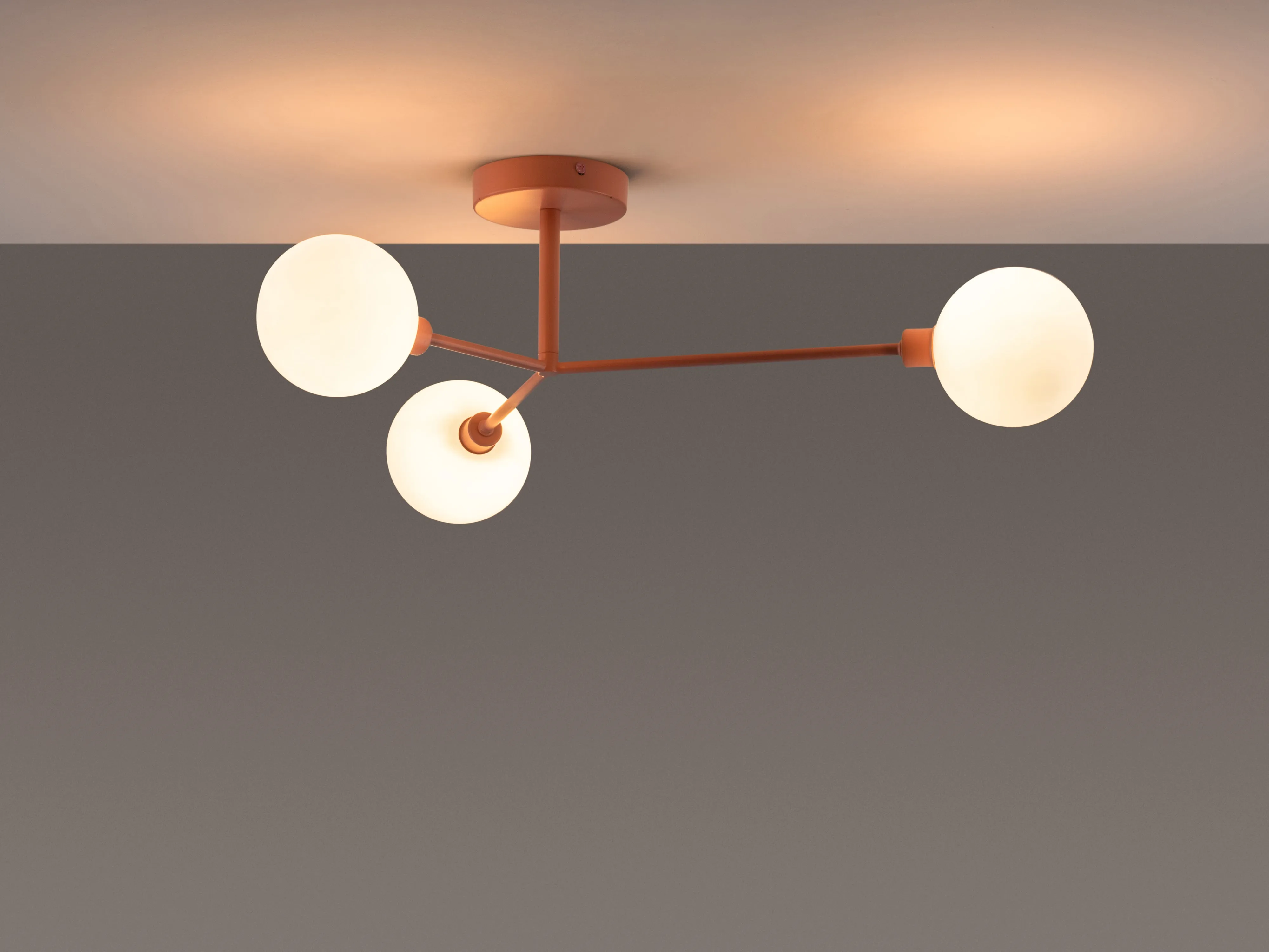 Pink 3 light flush ceiling light