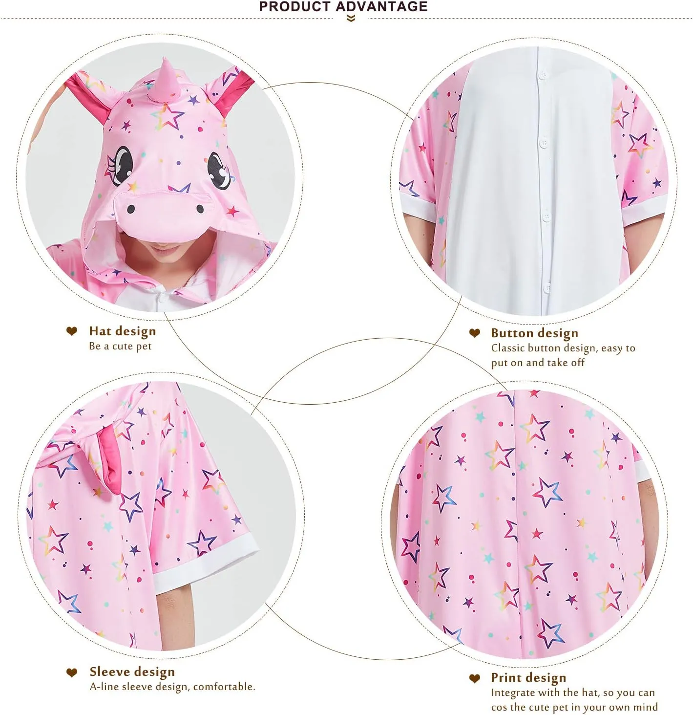 Pink Star Unicorn Adult Summer Onesie