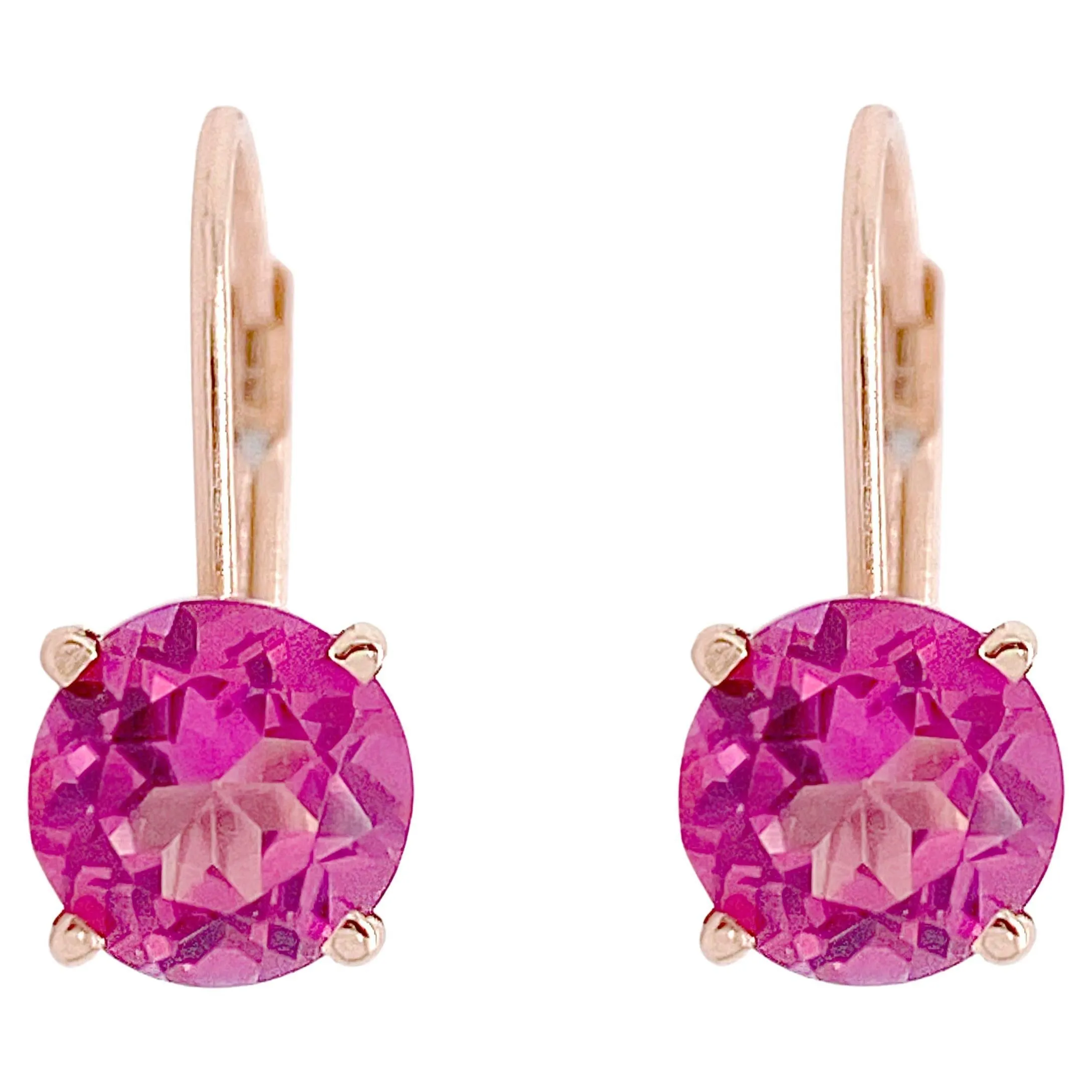 Pink Topaz Dangle Earrings