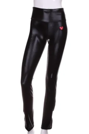 Pleather Black Leg Lengthening Warm Up Pants