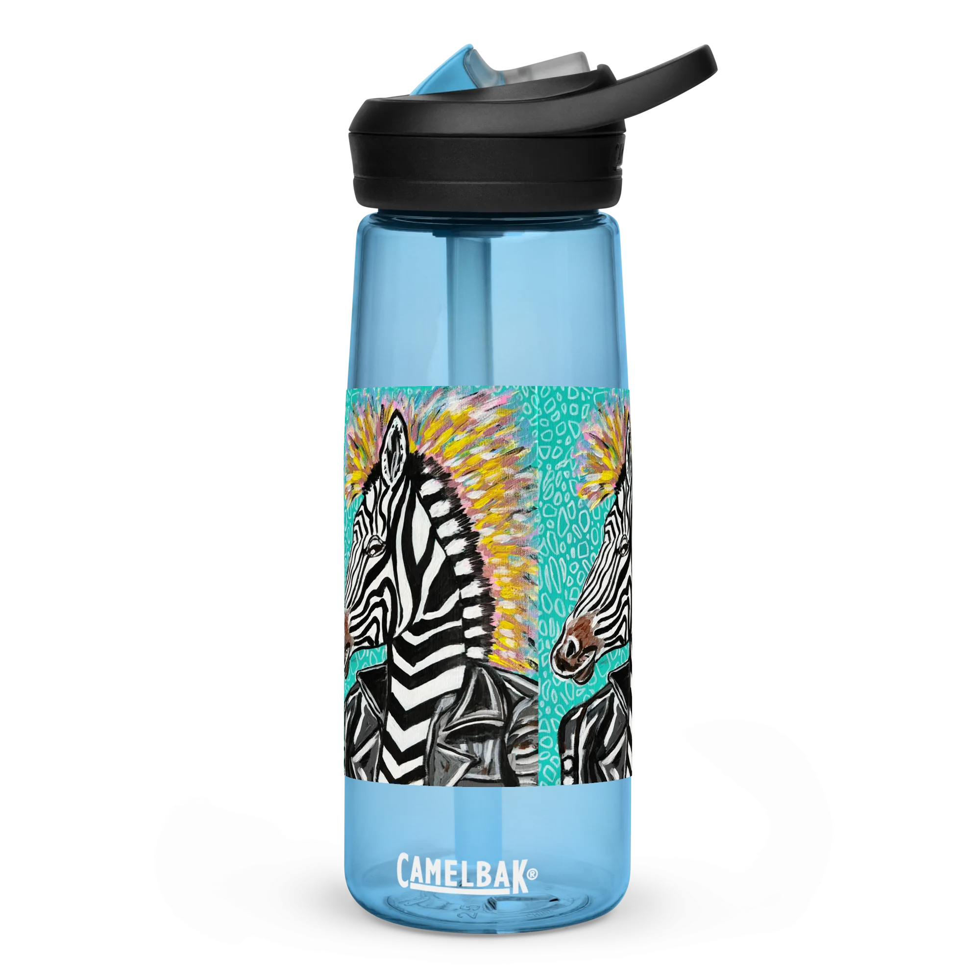 Punk Rock Zebra Sports Water Bottle