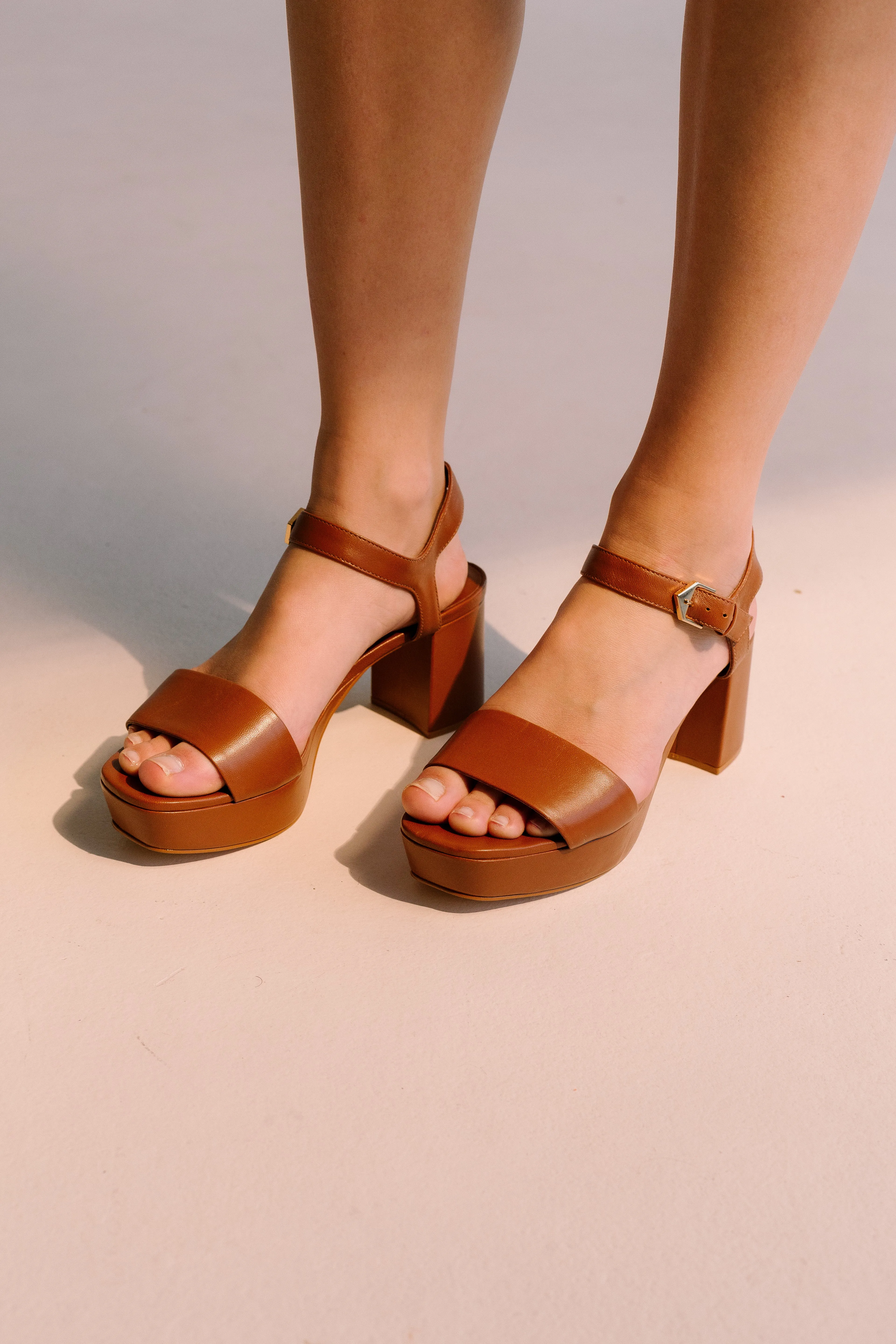 Renata Heel Sandals - Tan