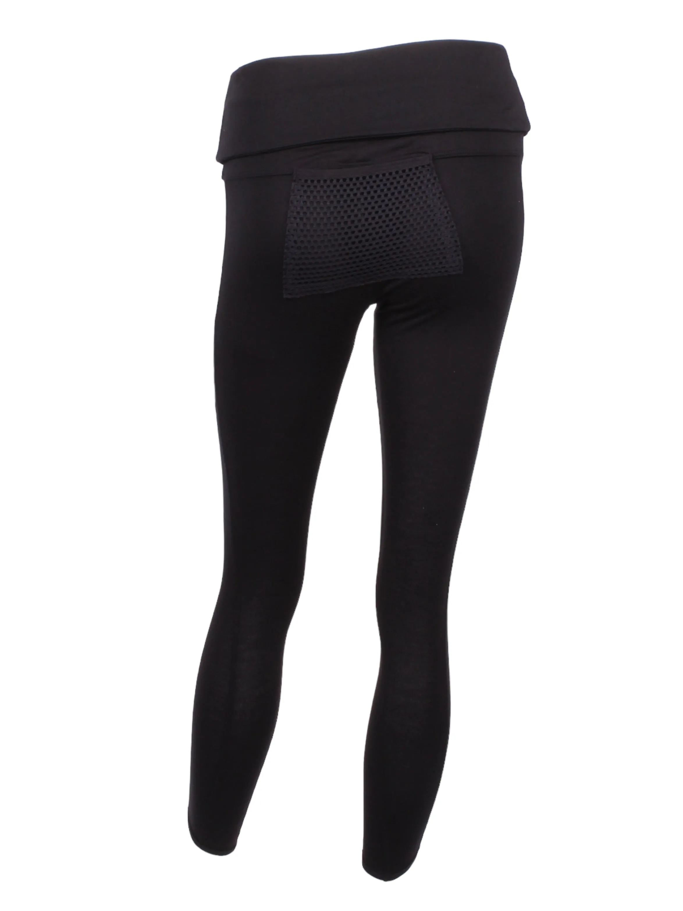 Roll Down Leg Lengthening Leggings Black With Back Pocket