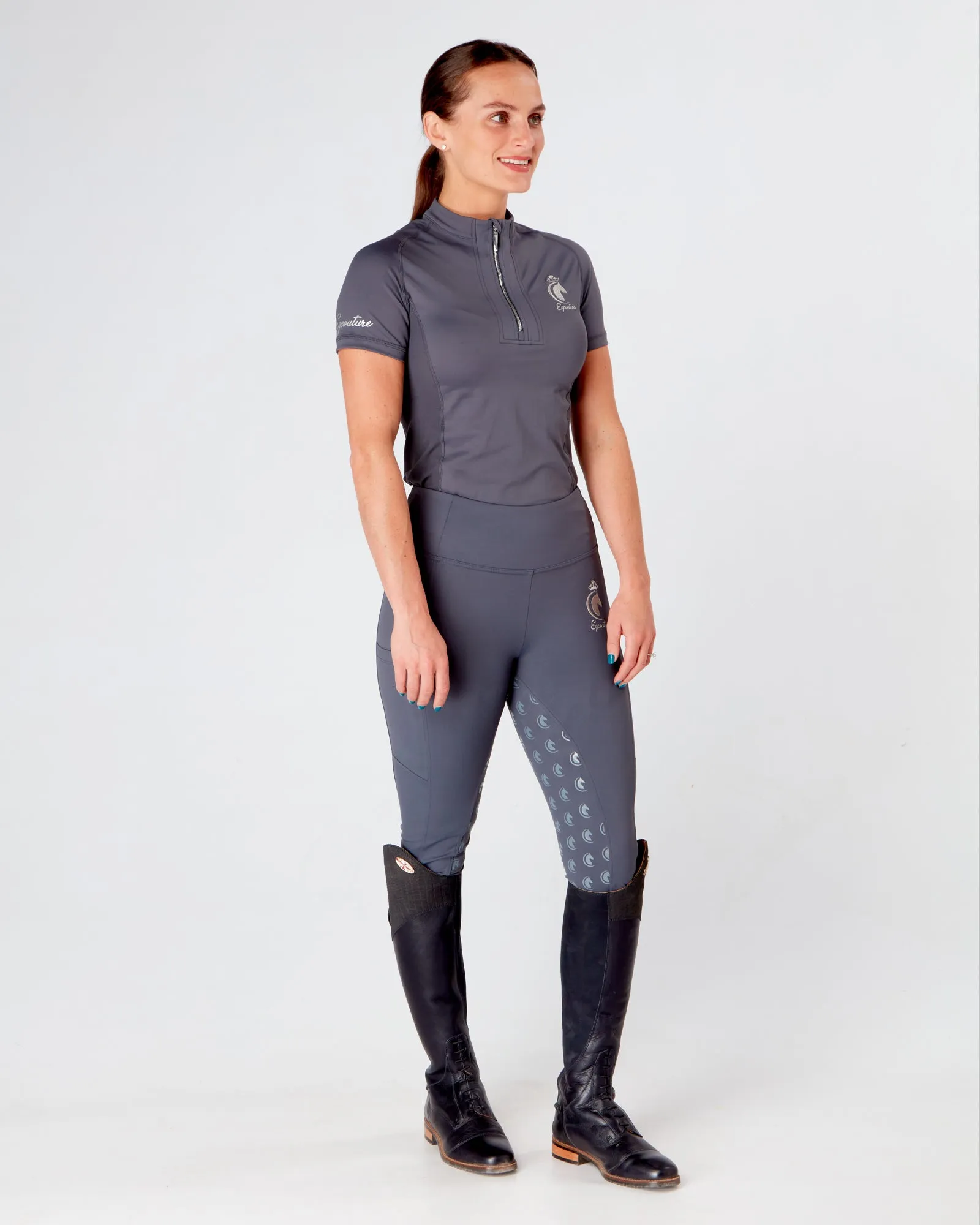 Short Sleeve Equestrian Technical Base Layer - URBAN SLATE