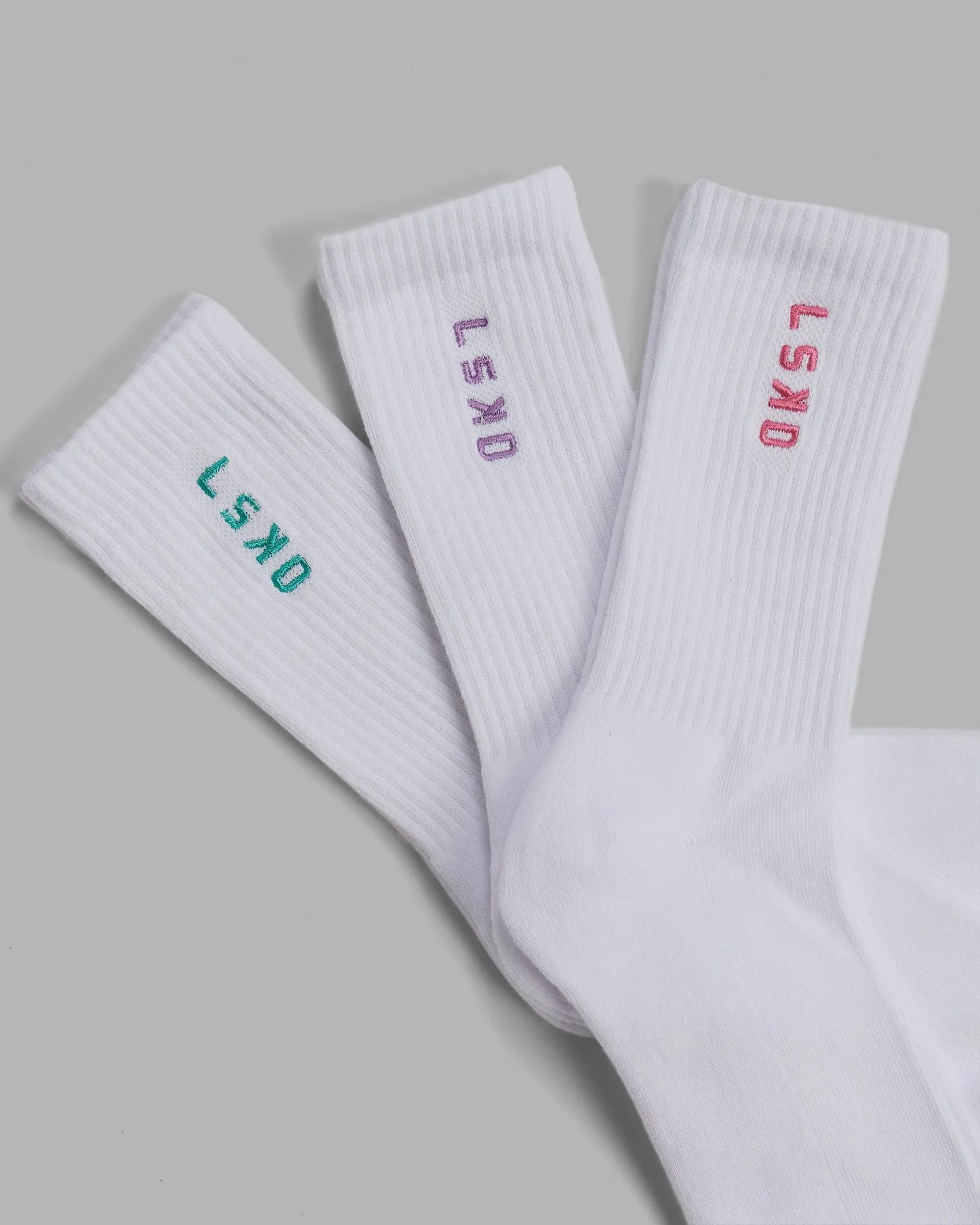 Signal 3 Pack Crew Socks - Pink/Purple/Teal