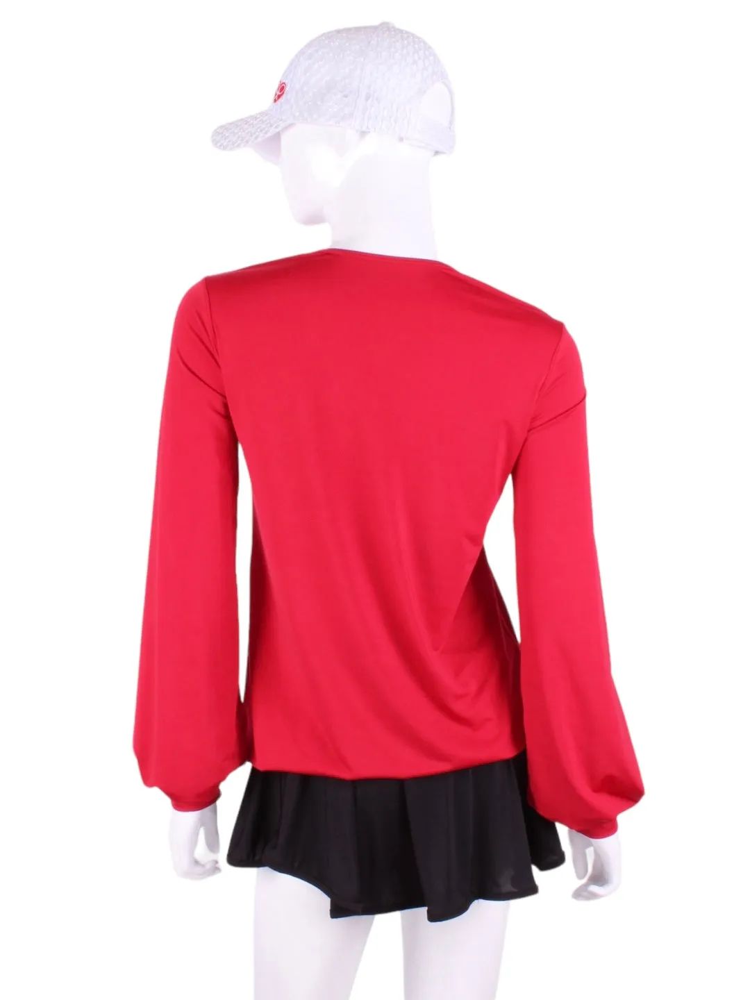 Solid Red Long Sleeve Warm Up Top