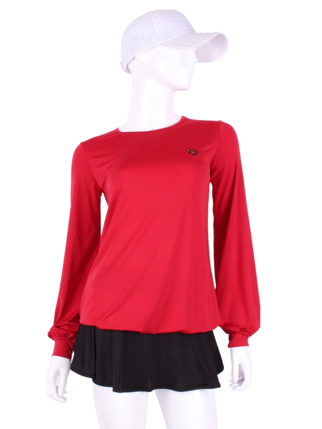 Solid Red Long Sleeve Warm Up Top