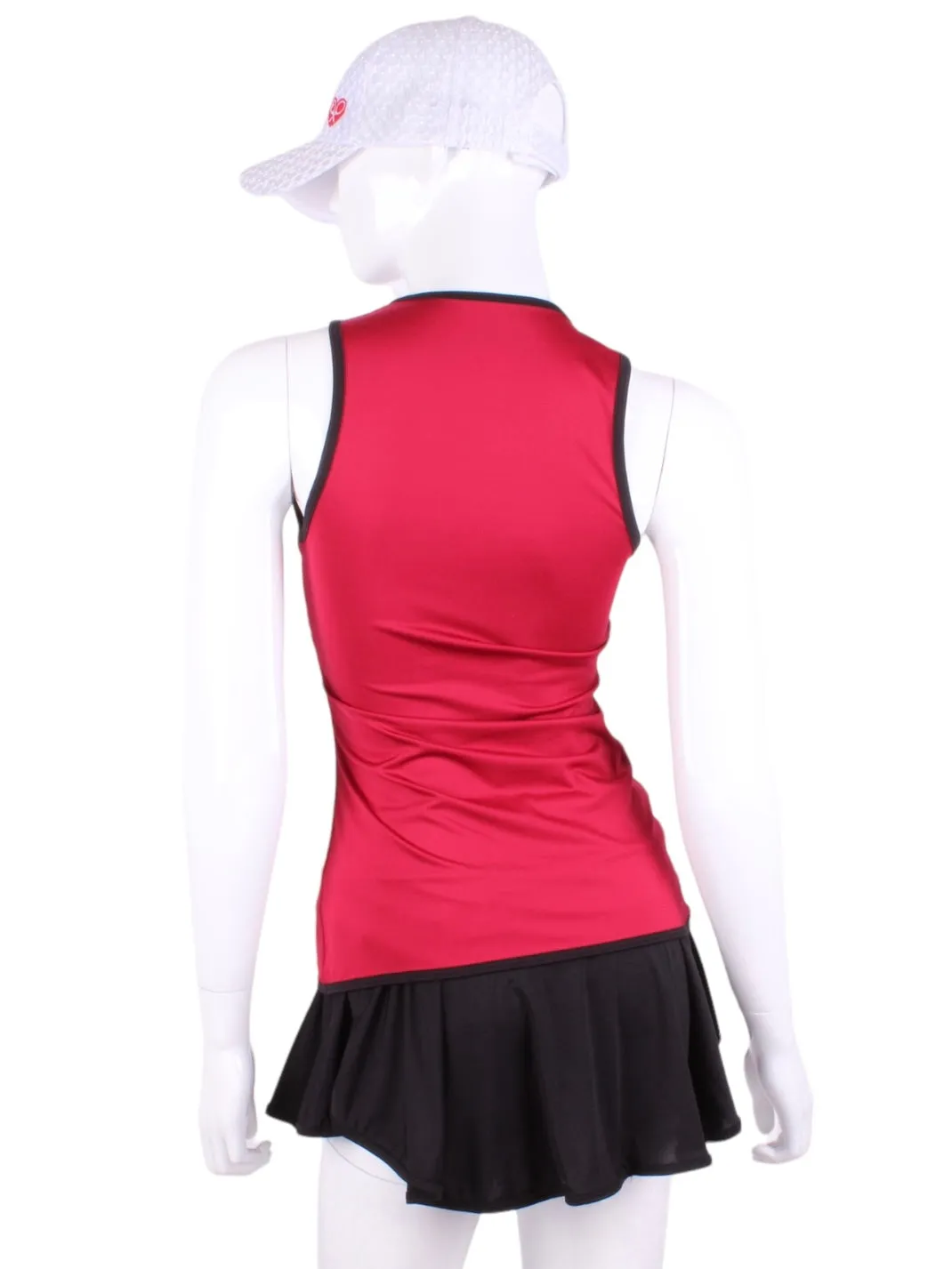 Straight Back Vee Tank Red Raspberry With Black Trim