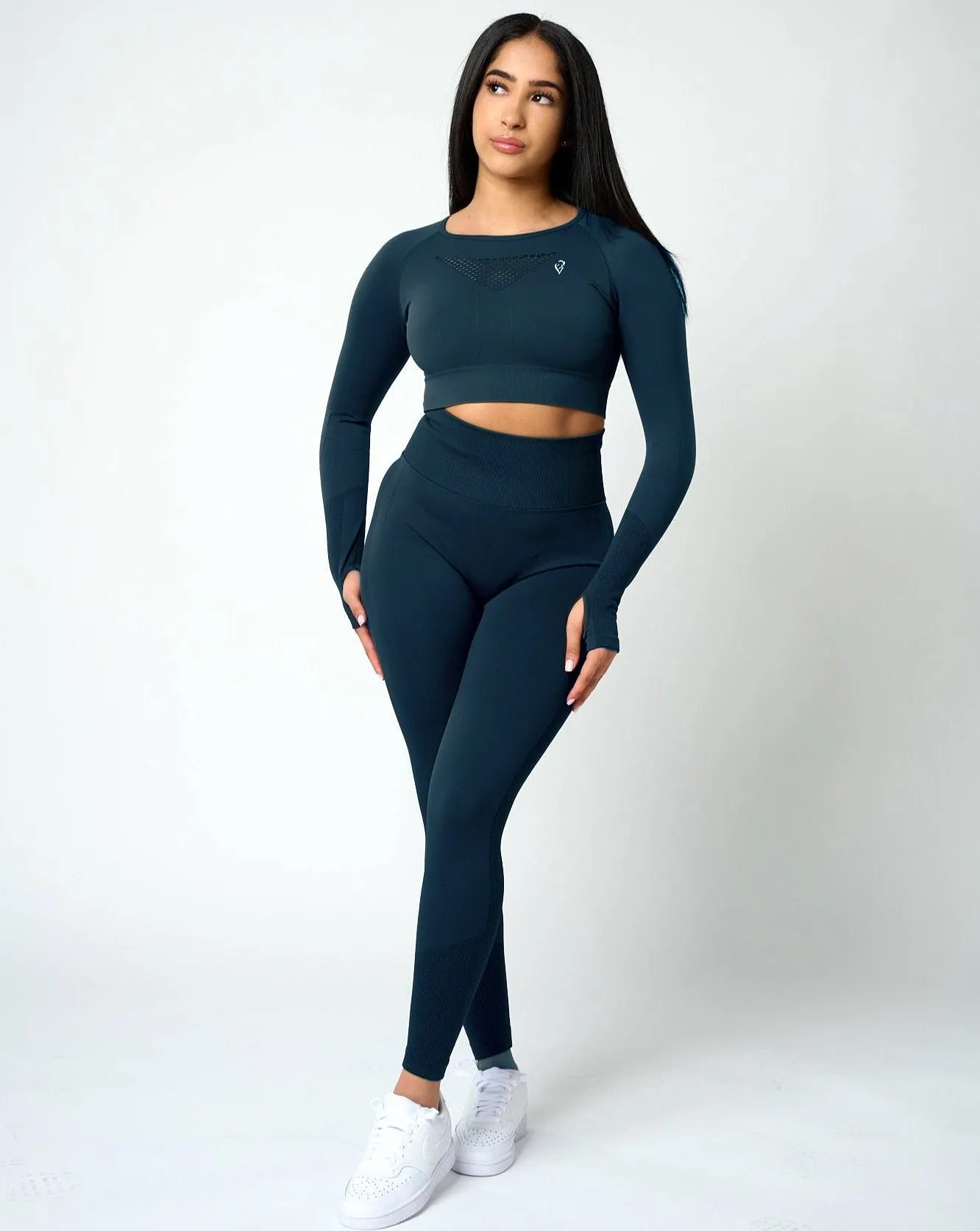 Sujey Long Sleeve Crop Top - Dark Green