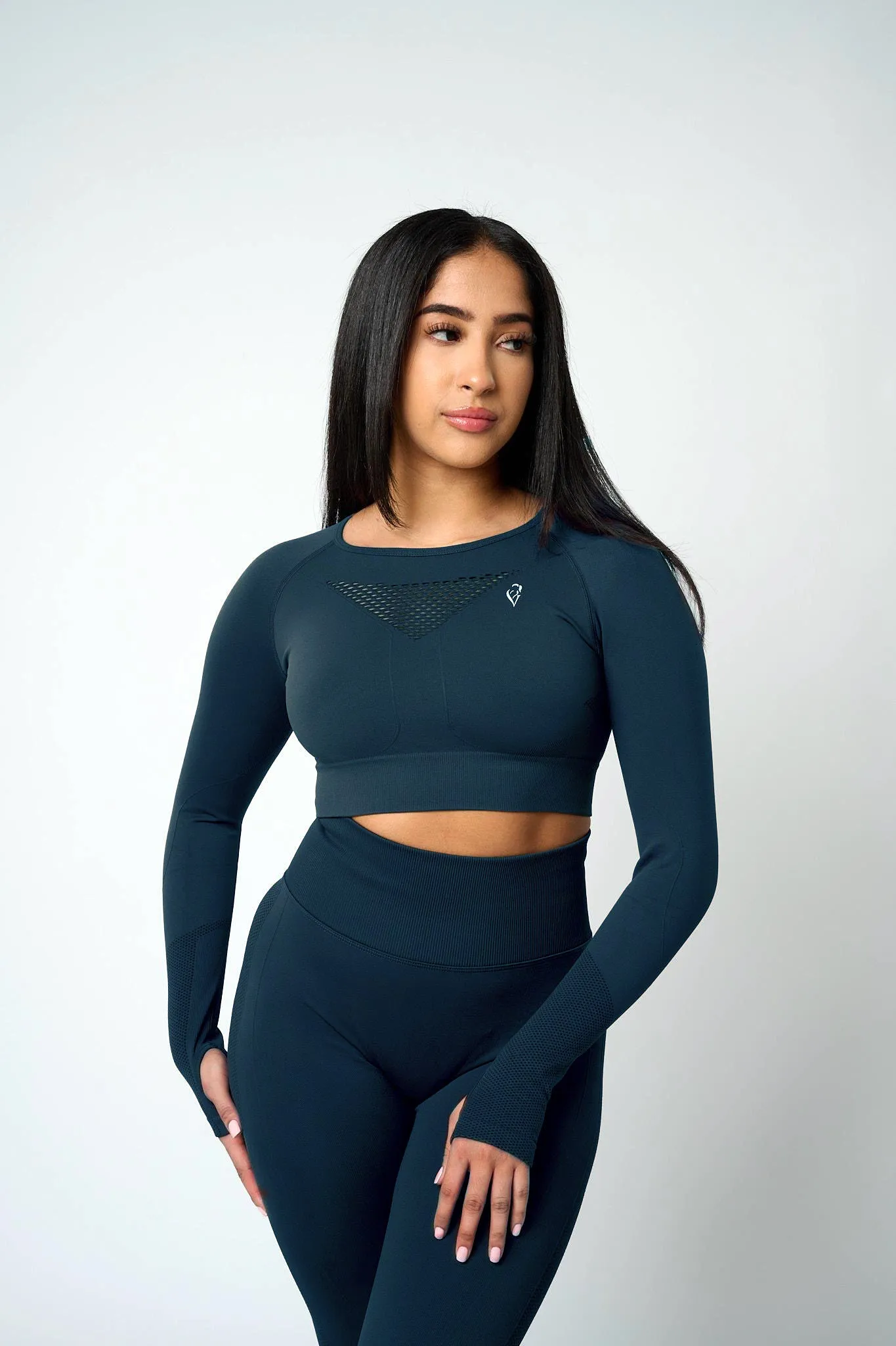 Sujey Long Sleeve Crop Top - Dark Green