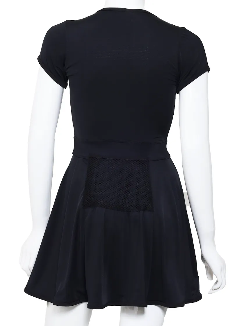 The Adeline Court To Cocktails Tennis Dress - Black Dimple