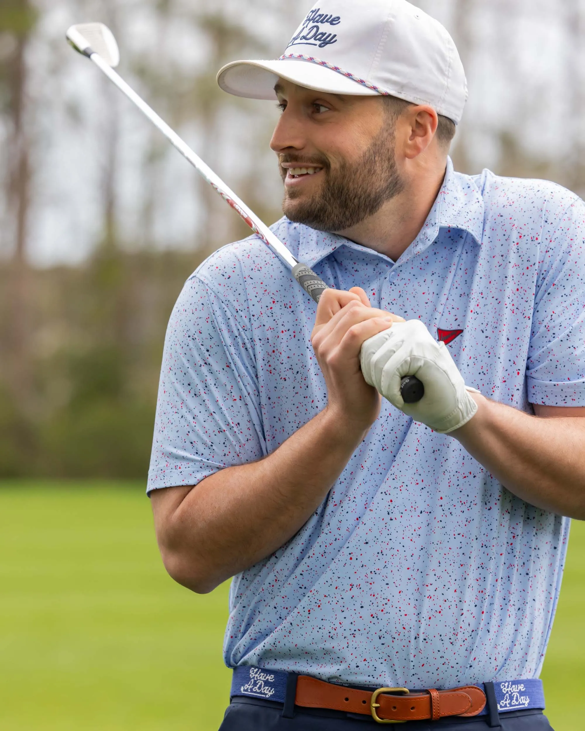 The USA Splatter Light Blue Polo