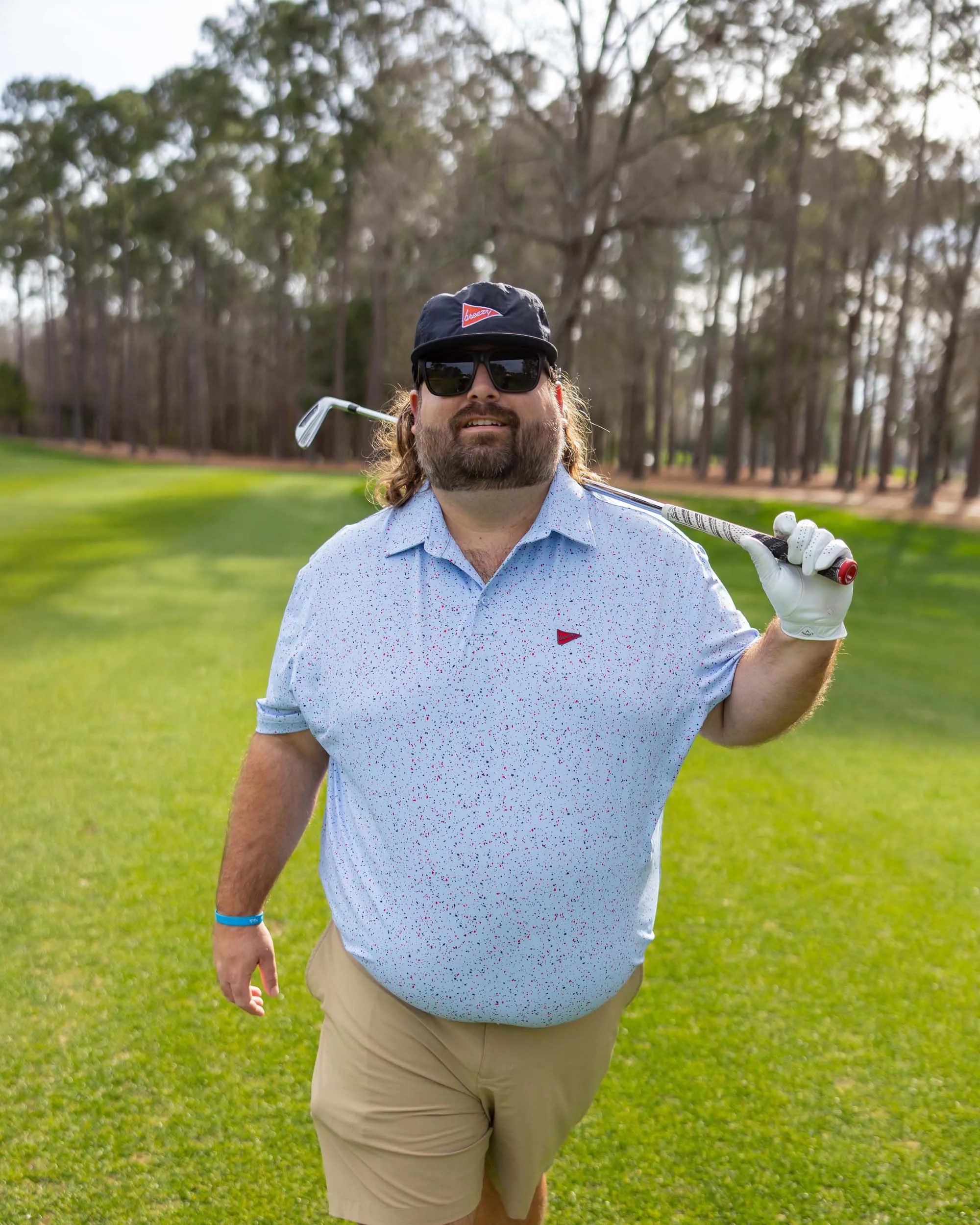 The USA Splatter Light Blue Polo