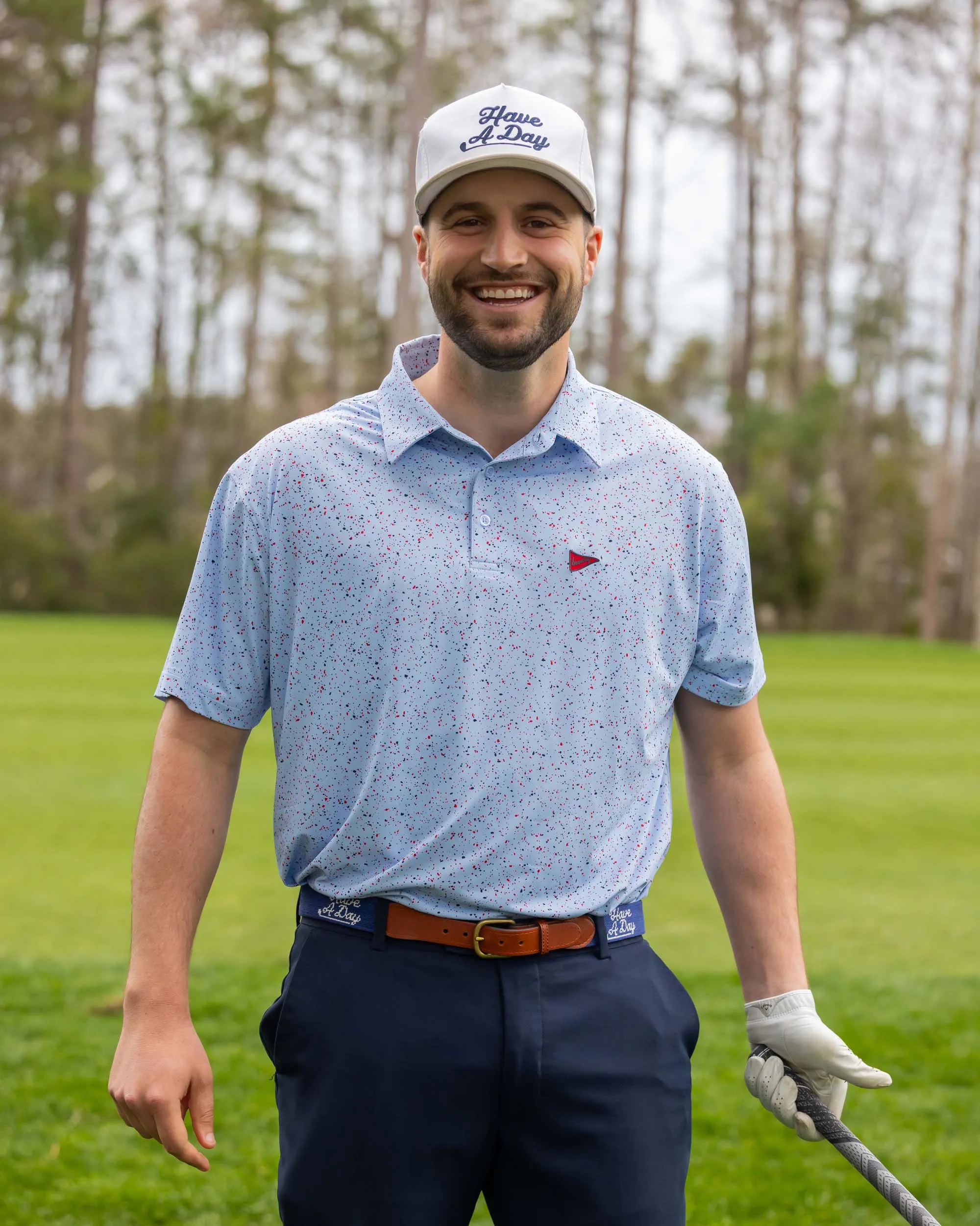 The USA Splatter Light Blue Polo