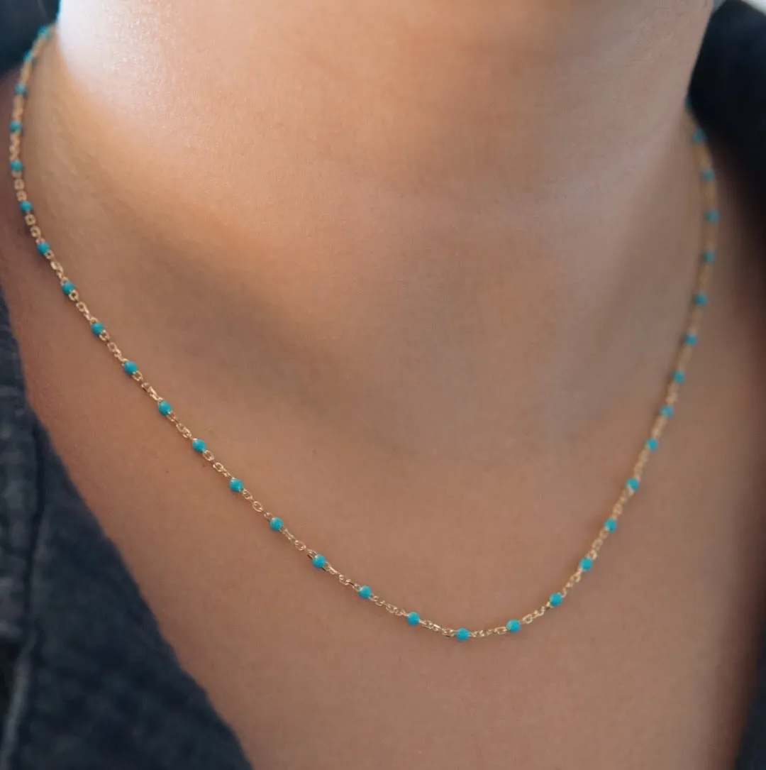 Turquoise Enamel Spotlight Chain Necklace