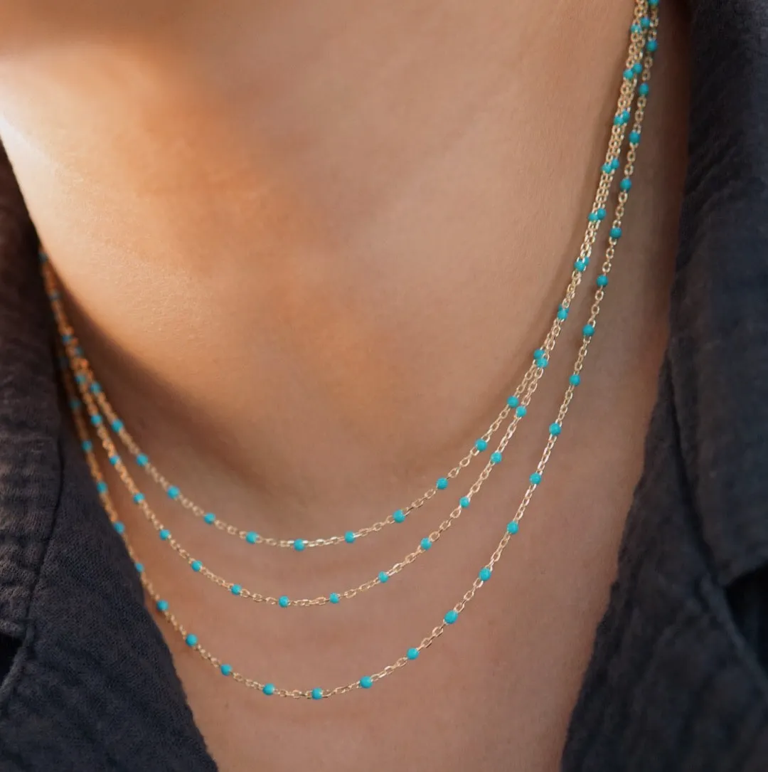 Turquoise Enamel Spotlight Chain Necklace