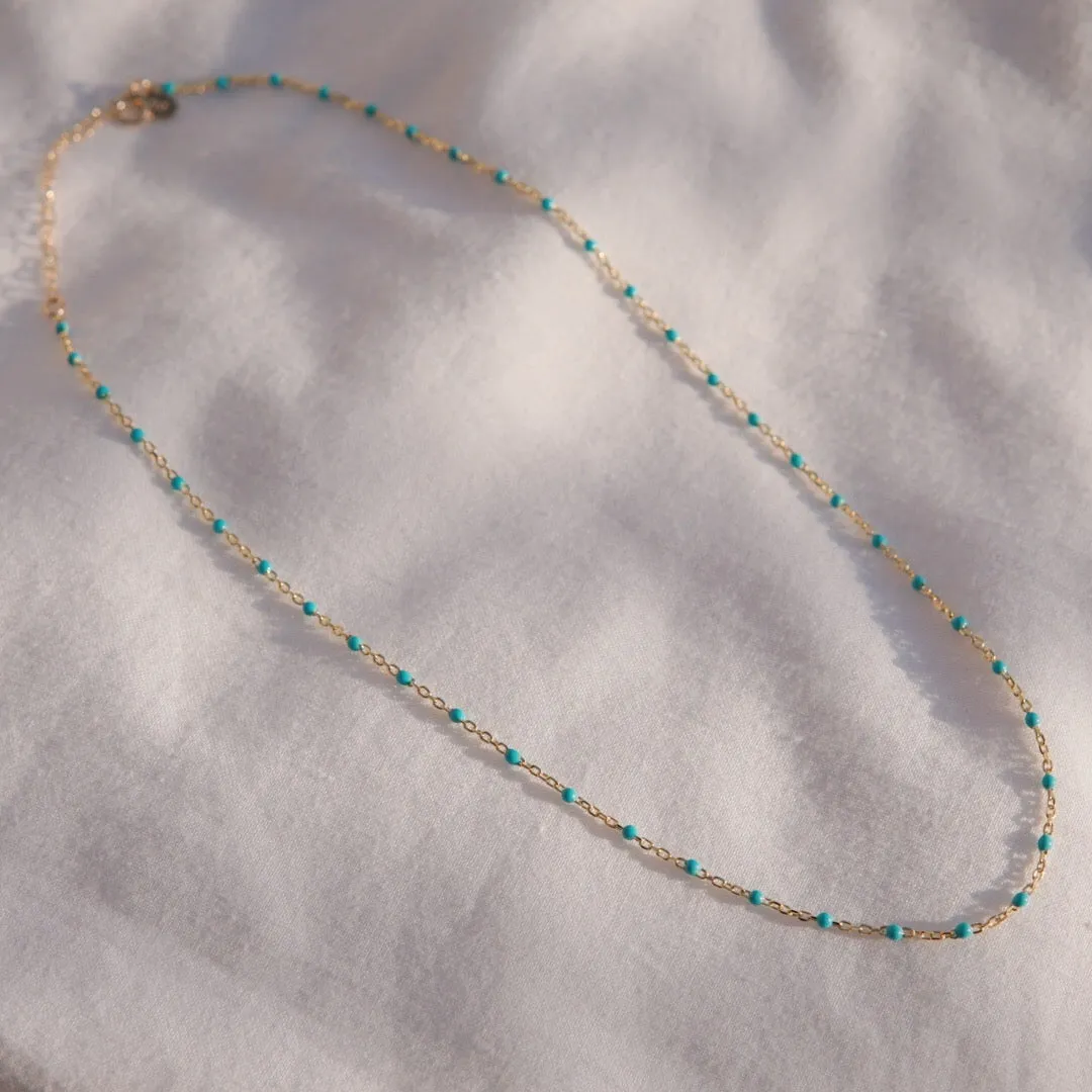 Turquoise Enamel Spotlight Chain Necklace