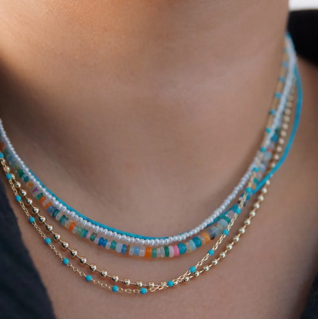 Turquoise Enamel Spotlight Chain Necklace