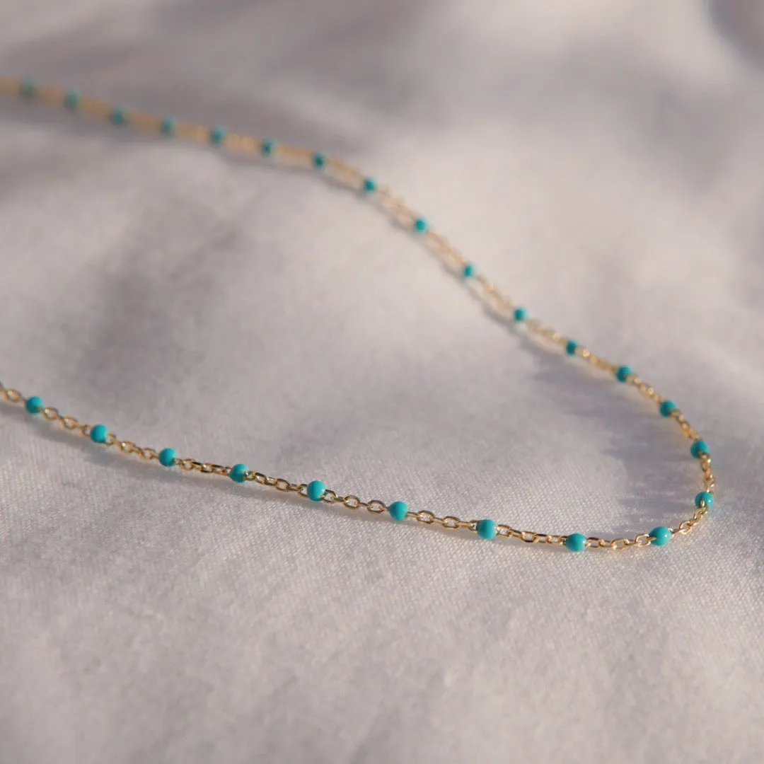 Turquoise Enamel Spotlight Chain Necklace