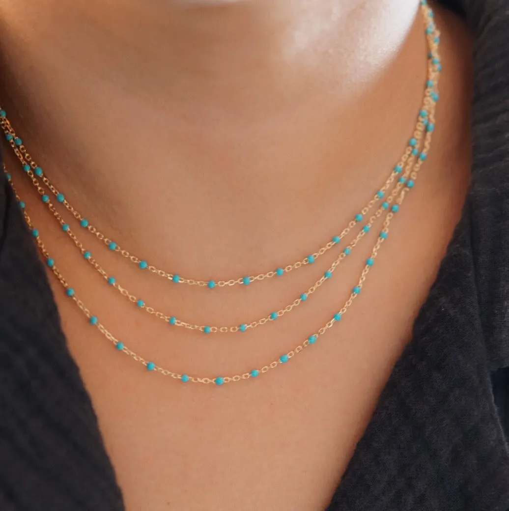 Turquoise Enamel Spotlight Chain Necklace